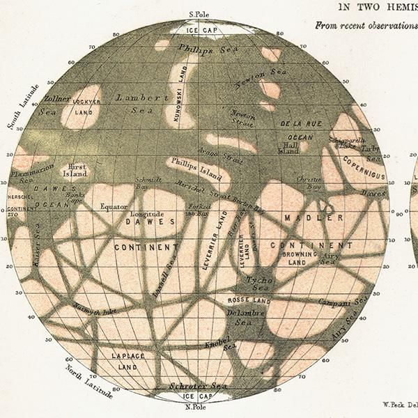 天文学】 火星の図 Chart of the Planet Mars 惑星 1890年 天文学】 火星の図 Chart of the Planet Mars 惑星 1890年