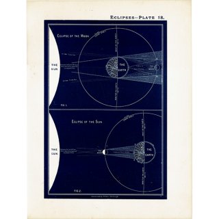 【天文学】 月食と日食 Eclipses  1890年 イギリス アンティーク プリント | 0074
