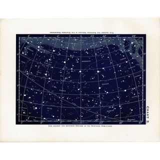 【天文学】 天体図 アンドロメダ座、ペガサス座、牡羊座、うお座など  1890年 イギリス アンティーク プリント | 0083