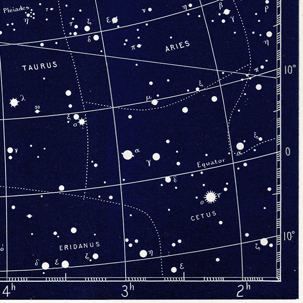【天文学】 天体図 双子座、おうし座、オリオン座、ペルセウス座など  1890年 イギリス アンティーク プリント | 0084