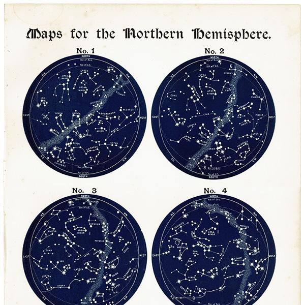天文学】 天体図 北半球 星座マップ Map for the Northern Hemisphere No.1~No.4 1890 天文学】 天体図 北半球 星座マップ Map for the Northern Hemisphere No.1~No.4 1890