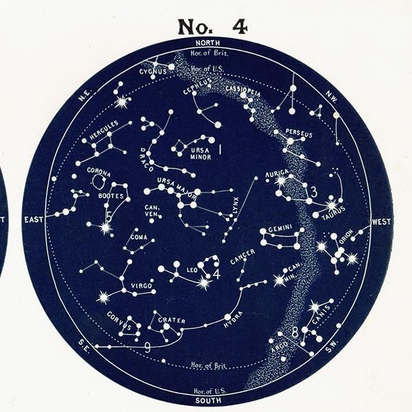 天文学】 天体図 北半球 星座マップ Map for the Northern Hemisphere No.1~No.4 1890 天文学】 天体図 北半球 星座マップ Map for the Northern Hemisphere No.1~No.4 1890