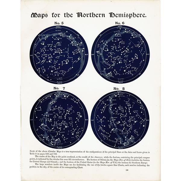 ŷʸء ŷο Ⱦ ¥ޥå Map for the Northern Hemisphere No.5No.8  1890ǯ ꥹ ƥ ץ | 0095