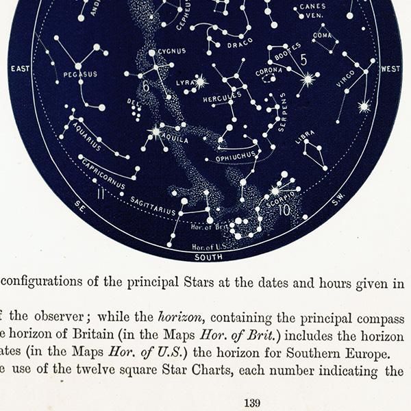 天文学】 天体図 北半球 星座マップ Map for the Northern Hemisphere No.5~No.8 1890 天文学】 天体図 北半球 星座マップ Map for the Northern Hemisphere No.5~No.8 1890