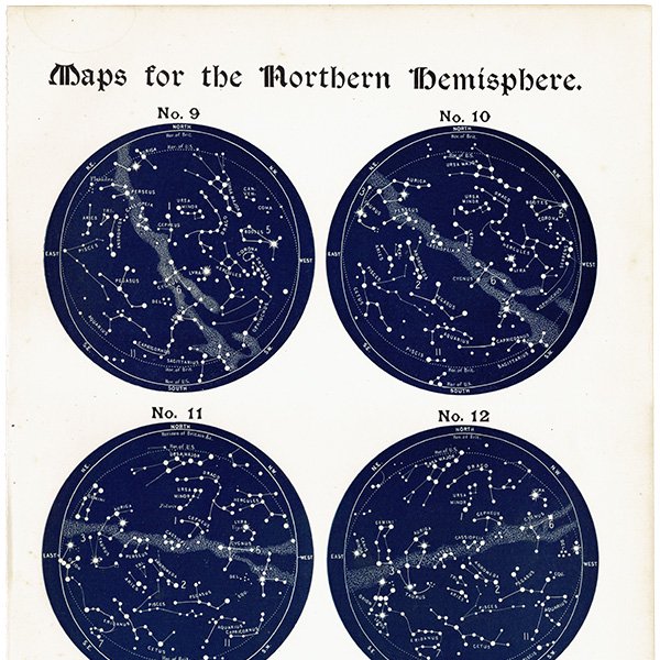 天文学】 天体図 北半球 星座マップ Map for the Northern Hemisphere 
