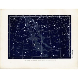 【天文学】 天体図 はくちょう座、いるか座、ヘルクレス座、こぎつね座など  1890年 イギリス アンティーク プリント | 0087