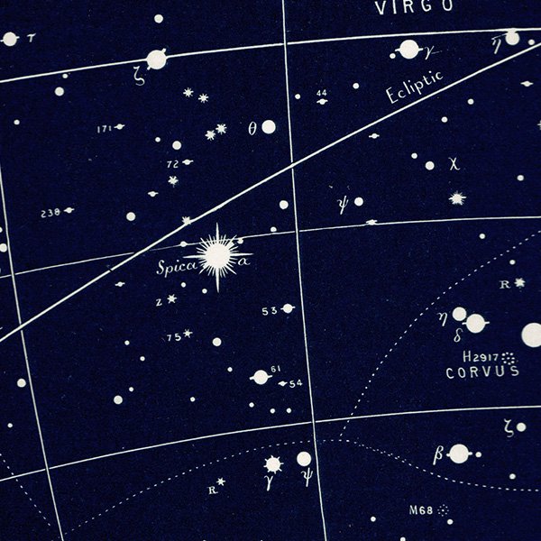 【天文学】 天体図 ケンタウルス座、ろくぶんぎ座、おとめ座など  1890年 イギリス アンティーク プリント | 0090