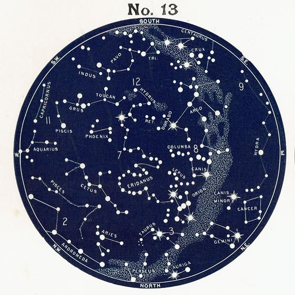 天文学】 天体図 南半球 星座マップ Map for the Southern