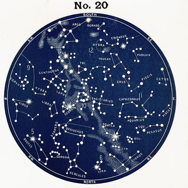 天文学】 天体図 南半球 星座マップ Map for the Southern 天文学】 天体図 南半球 星座マップ Map for the Southern