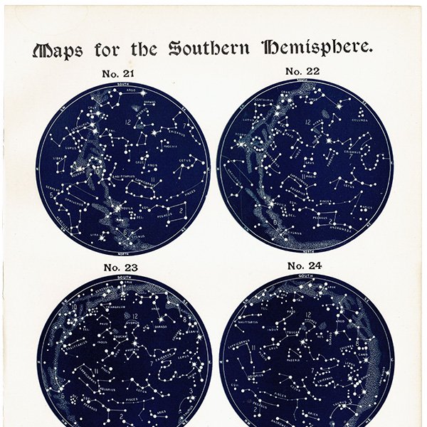 天文学】 天体図 南半球 星座マップ Map for the Southern Hemisphere