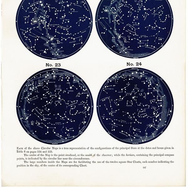 天文学】 天体図 南半球 星座マップ Map for the Southern 天文学】 天体図 南半球 星座マップ Map for the Southern