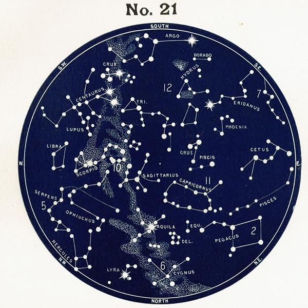 天文学】 天体図 南半球 星座マップ Map for the Southern 天文学】 天体図 南半球 星座マップ Map for the Southern