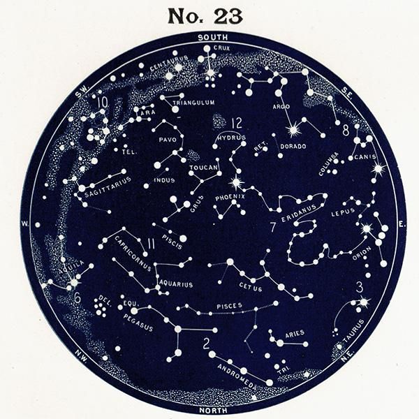 天文学】 天体図 南半球 星座マップ Map for the Southern 天文学】 天体図 南半球 星座マップ Map for the Southern