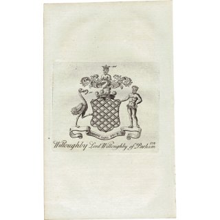 英国貴族の紋章 「Willoughby Lord Willoughby of Parham」 インダストリアル イギリス アンティーク プリント 1779年  |  1106