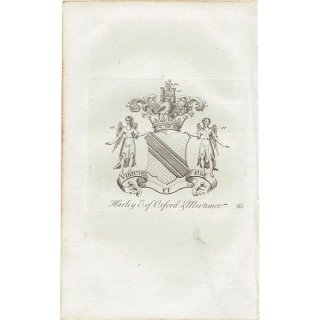 英国貴族の紋章 「Harley Earl of Oxford and Mortime」 インダストリアル イギリス アンティーク プリント 1779年  |  1124