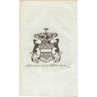 英国貴族の紋章 「Ashburnham Earl of Ashburnham」 インダストリアル イギリス アンティーク プリント 1779年  |  1125