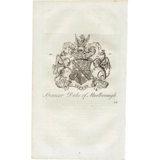 英国貴族の紋章 「Spencer Duke of Marlborough」 インダストリアル イギリス アンティーク プリント 1779年  |  1126