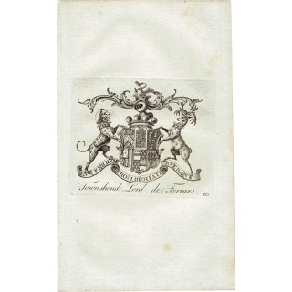英国貴族の紋章 「Townshend Lord de Ferrars」 インダストリアル イギリス アンティーク プリント 1779年  |  1129