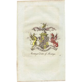 英国貴族の紋章 「Montagu Duke of Montagu（モンタギュー公爵）」 インダストリアル イギリス アンティーク プリント 1779年  |  1132