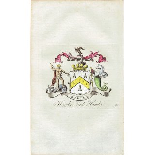 英国貴族の紋章 「Hawke Lord Hawke（ホーク男爵）」 インダストリアル イギリス アンティーク プリント 1779年  |  1133