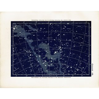 【天文学】 天体図 いて座、さそり座、へびつかい座など  1890年 イギリス アンティーク プリント | 0091
