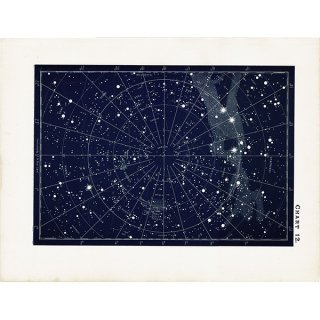 【天文学】 天体図 さいだん座、くじゃく座、ほうおう座など  1890年 イギリス アンティーク プリント | 0093