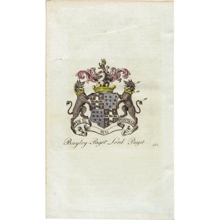 英国貴族の紋章 「Bayley Paget Lord Paget」 インダストリアル イギリス アンティーク プリント 1779年  |  1135