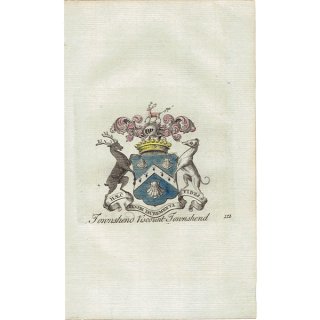 英国貴族の紋章 「Townshend Viscount Townshend（タウンゼント子爵）」 インダストリアル イギリス アンティーク プリント 1779年  |  1136