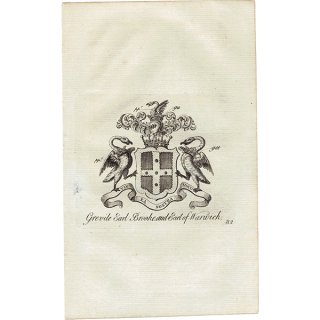 英国貴族の紋章 「Grevile Earl Brooke and Earl of Warwick（ウォリック伯爵）」 インダストリアル イギリス アンティーク プリント 1779年  |  1144