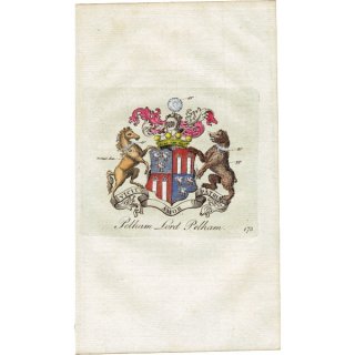 英国貴族の紋章 「Pelham Lord Pelham」 インダストリアル イギリス アンティーク プリント 1779年  |  1152
