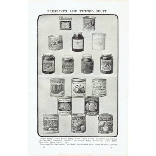 ミセスビートンの家政読本（The Book of Household Management）果物の缶詰 1906年 イギリスアンティークプリント  0036