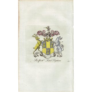 英国貴族の紋章 「Roper Lord Teynham（ティナム卿）」  イギリス アンティーク プリント 1779年  |  1161