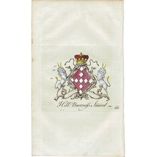 英国貴族の紋章 「Hill Baroness Stawel（メアリー・ヒル (ヒルズバラ伯爵夫人)）」  イギリス アンティーク プリント 1779年  |  1164