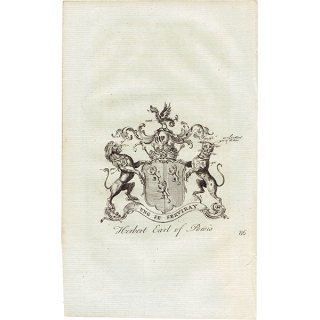 英国貴族の紋章 「Herbert Earl of Powis（ポウィス伯爵）」  イギリス アンティーク プリント 1779年  |  1176