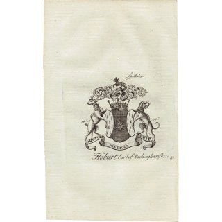 英国貴族の紋章 「Hobart Earl of Buckinghamshire（バッキンガムシャー伯爵）」  イギリス アンティーク プリント 1779年  |  1178