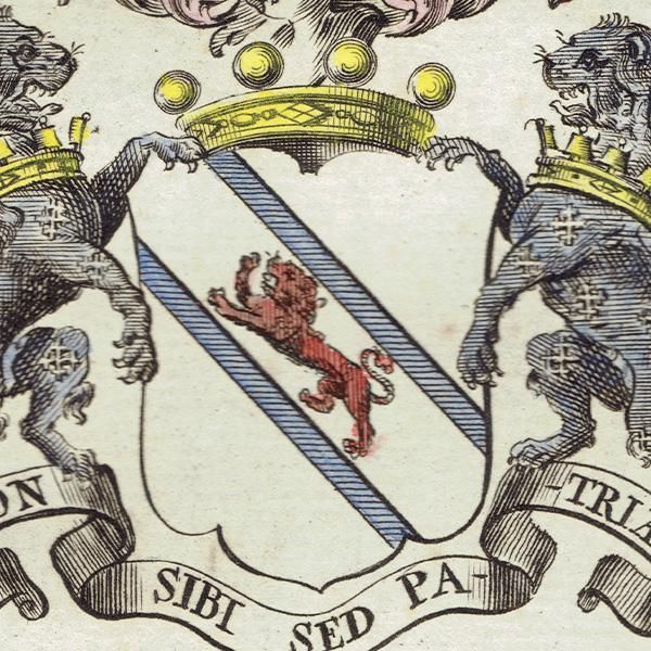 英国貴族の紋章 「Marsham Lord Romney（ロムニー卿）」  イギリス アンティーク プリント 1779年  |  1180