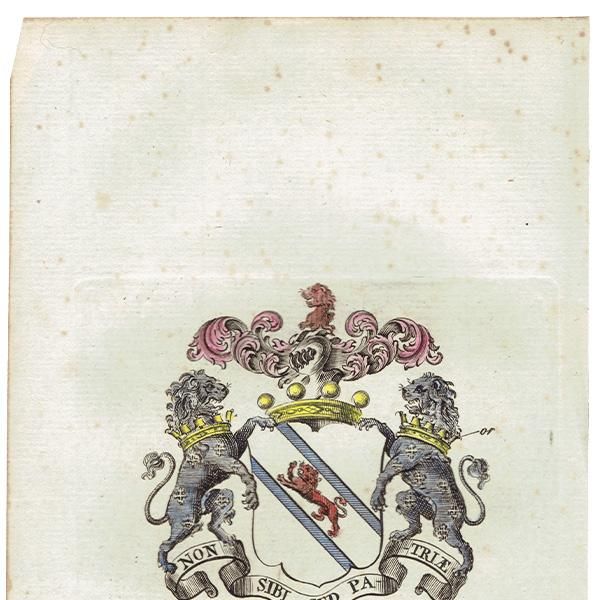 英国貴族の紋章 「Marsham Lord Romney（ロムニー卿）」  イギリス アンティーク プリント 1779年  |  1180