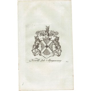 英国貴族の紋章 「Nevill Lord Abergavenny（アバーガベニー卿）」  イギリス アンティーク プリント 1779年  |  1185