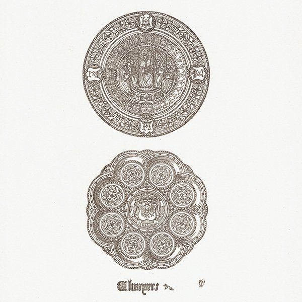 オーナメント / 15世紀と16世紀の装飾品 Chargers イギリス アンティーク 版画 1904年  0205