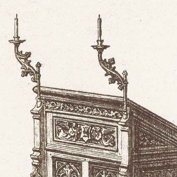 オーナメント / 15世紀と16世紀の装飾品 Reading Desk 読書机 イギリス アンティーク 版画 1904年  0218