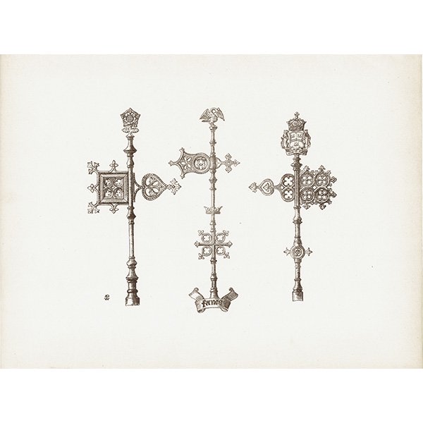 オーナメント / 15世紀と16世紀の装飾品 Vanes 風見 イギリス アンティーク 版画 1904年  0220
