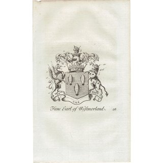 英国貴族の紋章 「Fane Earl of Westmorland（ウェストモーランド伯爵）」   アンティーク プリント 1779年  |  1191