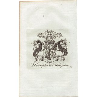 英国貴族の紋章 「Hampden Viscount Hampden（ハムデン子爵）」   アンティーク プリント 1779年  |  1192