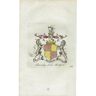 英国貴族の紋章 「Bromley Lord Montfort（モンフォール卿）」   アンティーク プリント 1779年  |  1193