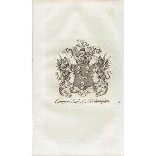 英国貴族の紋章 「Compton Earl of Northampton（ノーサンプトン伯爵）」   アンティーク プリント 1779年  |  1198
