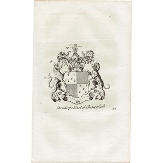 英国貴族の紋章 「Stanhope Earl of Chesterfield（チェスターフィールド伯爵）」   アンティーク プリント 1779年  |  1199