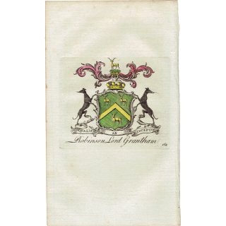 英国貴族の紋章 「Robinson Lord Grantham（グランサム卿）」   アンティーク プリント 1779年  |  1201