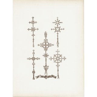オーナメント / 15世紀と16世紀の装飾品 Iron Crosses for Spires（尖塔の十字架） イギリス アンティーク 版画 1904年  0232