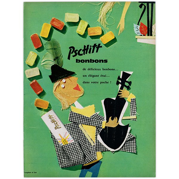 PSCHITT / キャンディー 1962年 フランスの古い広告（ヴィンテージ広告 