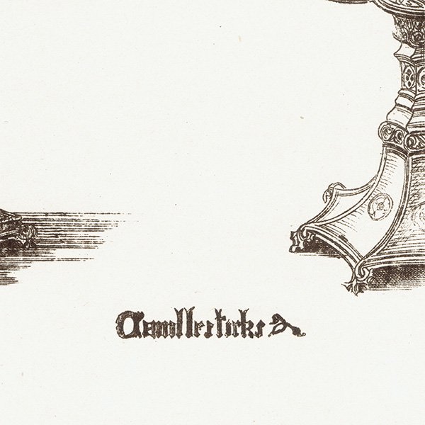 オーナメント / 15世紀と16世紀の装飾品 Candlesticks / キャンドルスタンド イギリス アンティーク 版画 1904年  0250